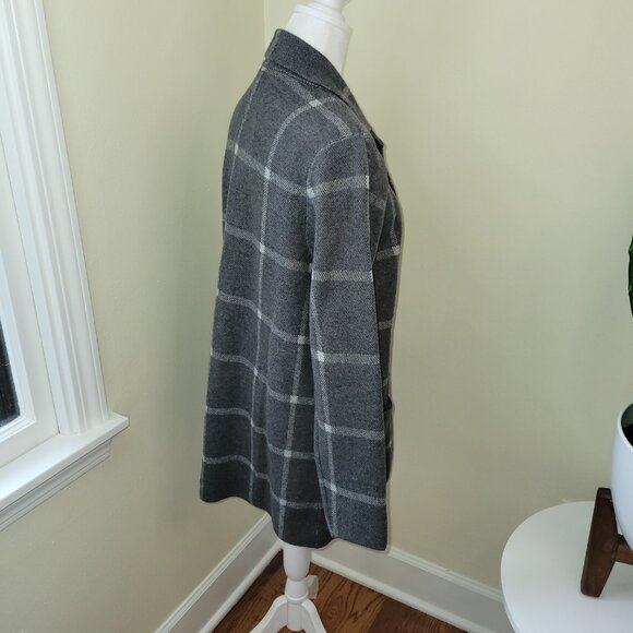 NWT J. Jill Wearever Windowpane Sweater Jacket Gray W/White Knit Women's Size S - Picture 7 of 14